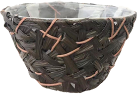 Round Plastic Basket Mixed Rope 14 x 7 Inch with 4 Strand Hanger - 20 per case - Hanging Baskets